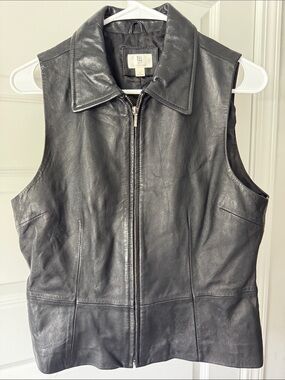 Apt. 9 Black Leather Zip-Front Vest